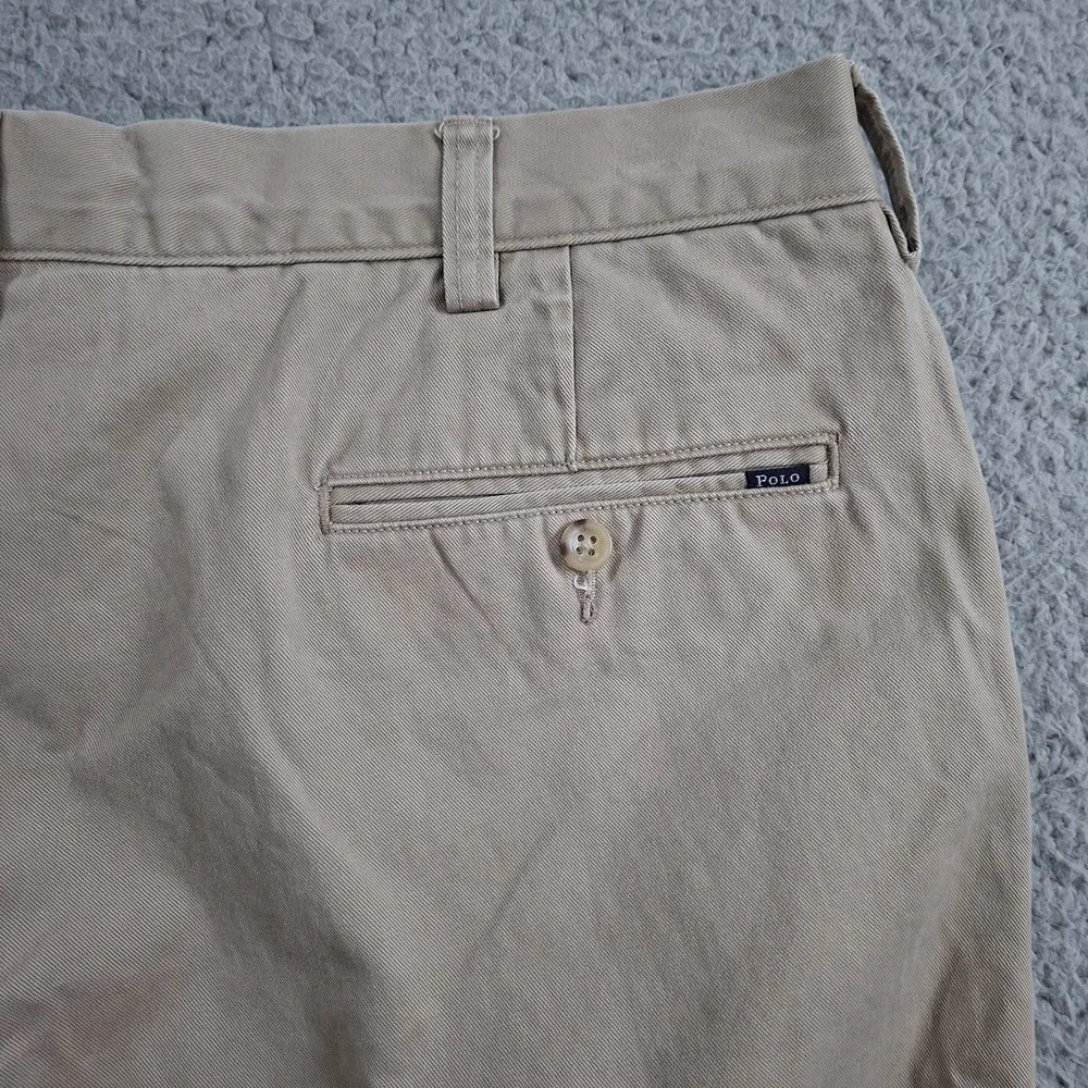 Polo Ralph Lauren Mens 36X32 Tan Slim Fit Flat Front Chino Pants 36X31 Beige